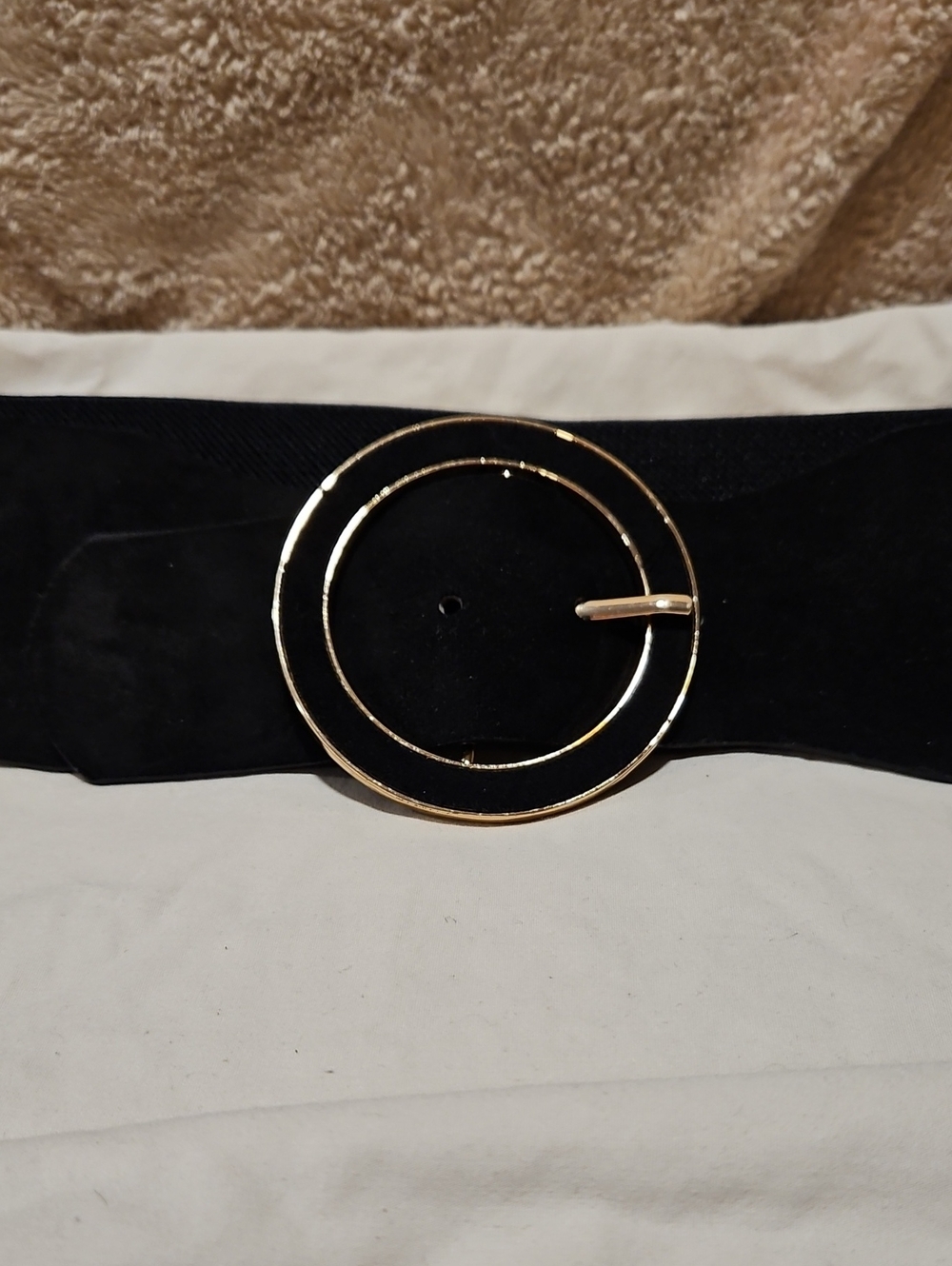 Torrid Gold Circle Buckle Black Velvet And Wide Waist Belt - Women Accessories
